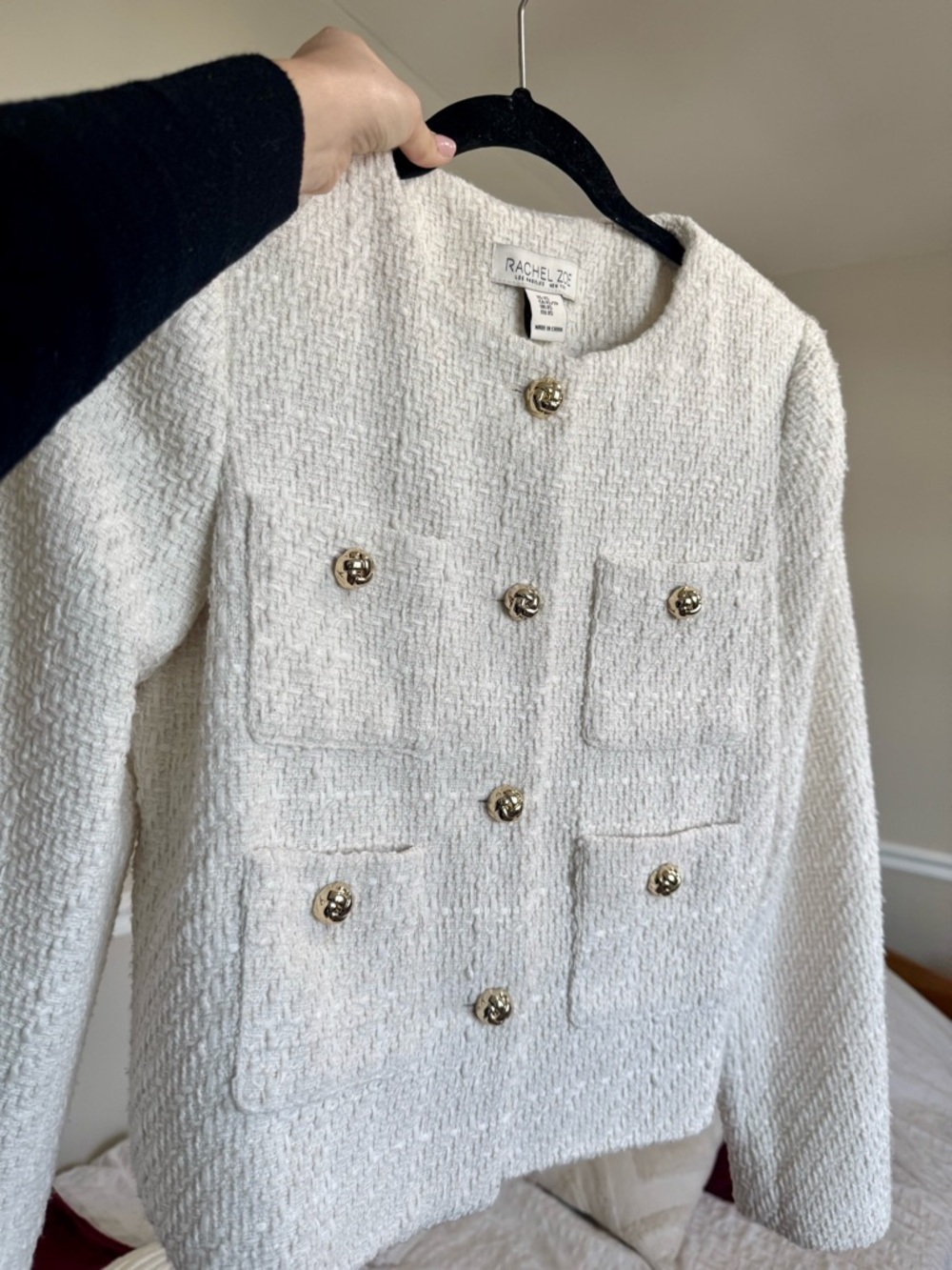 NWOT Ivory Tweed Jacket with Gold Buttons